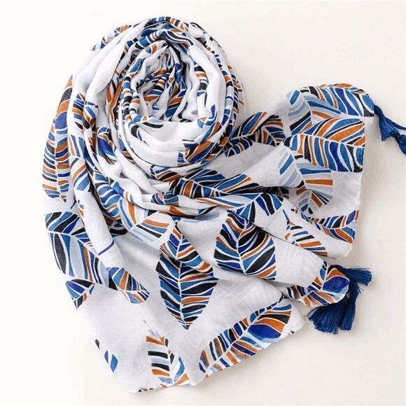 2/$30 Ladies Blue Feather Scarf   - Picture 3 of 9